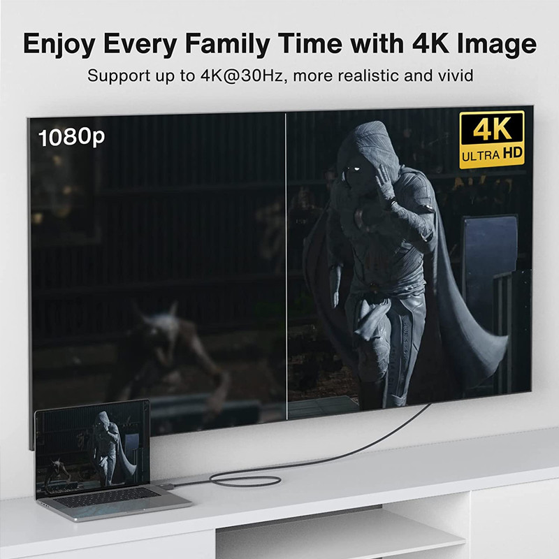 كابل DP إلى HDMI 4K 30 ساعة