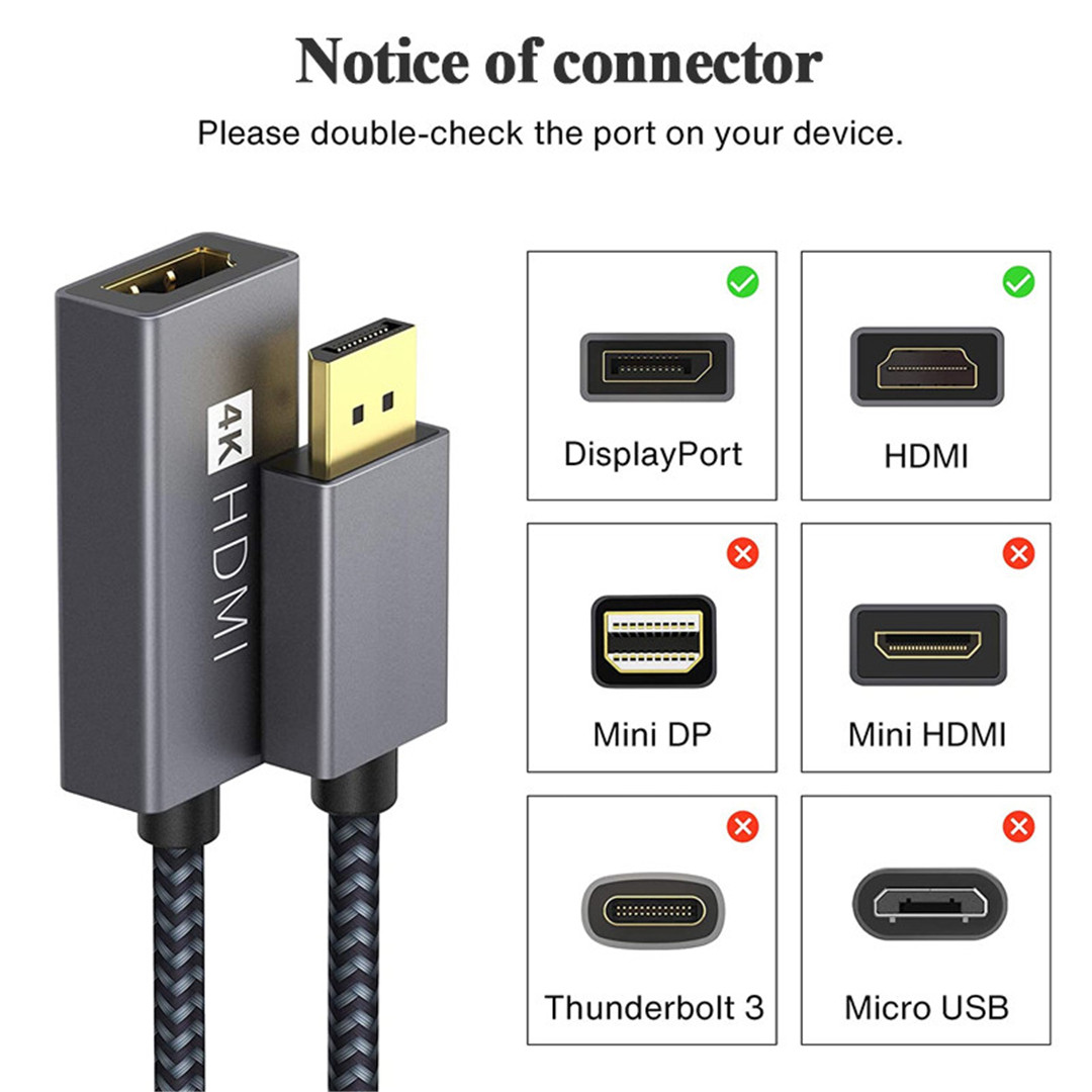 DP rau HDMI Poj Niam Cable 4k 60hz