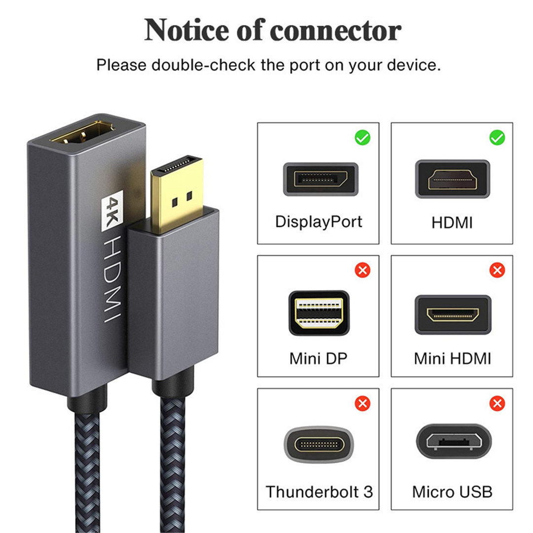 Женский кабель DP-HDMI 4k 60hz