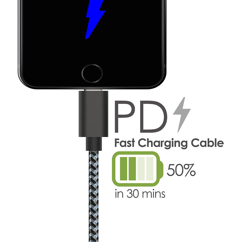 MFI USB C TO Lightning neylon tarmoqli kabel (4)