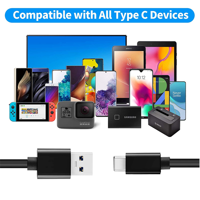 USB A TO C 3.1 kabeli 10 GBps