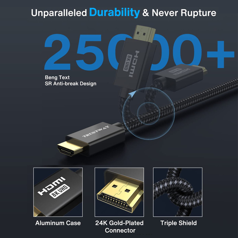 Usb HDMI Cables 2.1, 48Gbps 8K & 4K Ultra High Speed HDMI Braided Cord, 4K@ 120Hz 144Hz, 8K @ 60Hz Manufacturer and Supplier